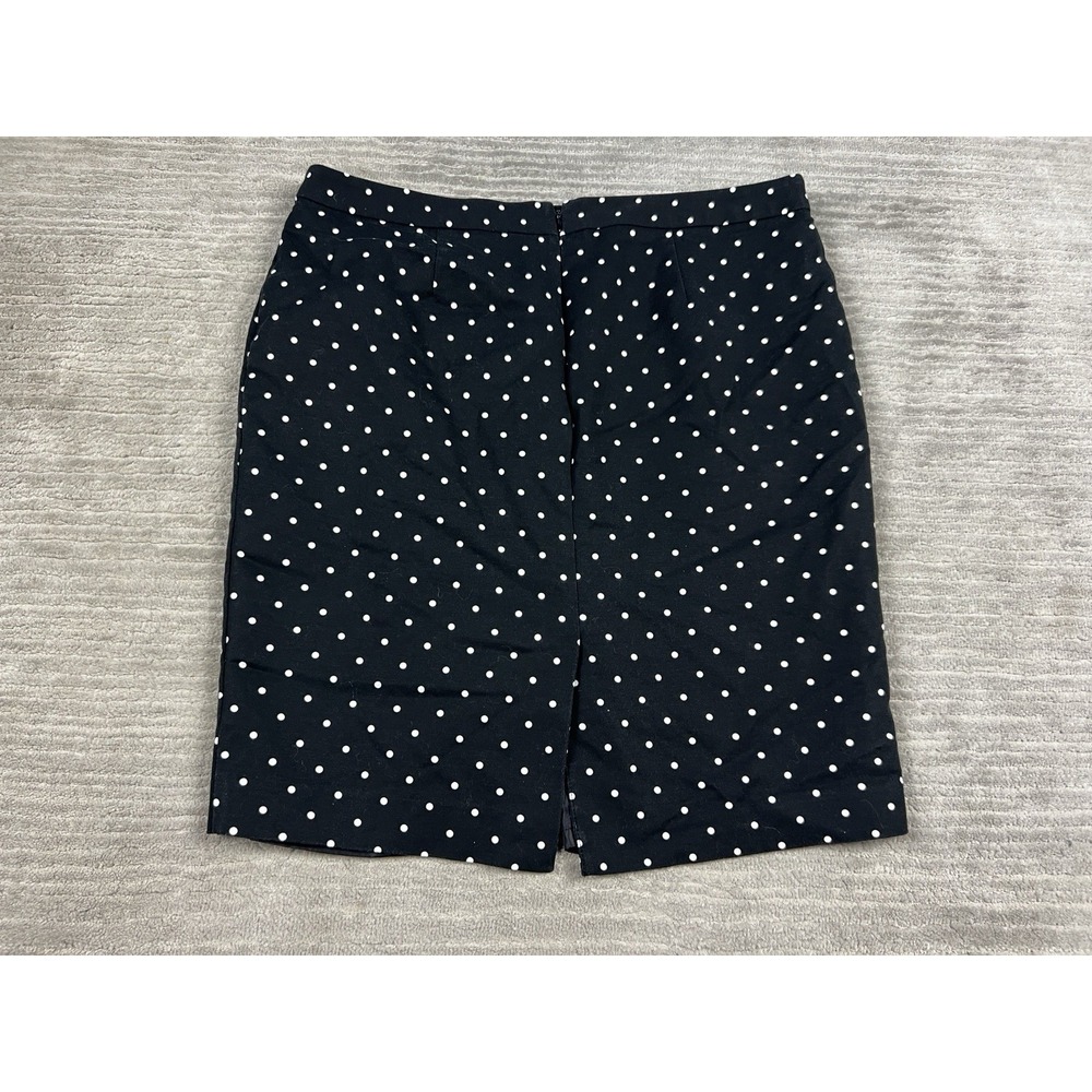 Liz Claiborne Skirt Womens 14 Black Polka Dot Lined‎ Cotton Blend Knee Length - Picture 7 of 12